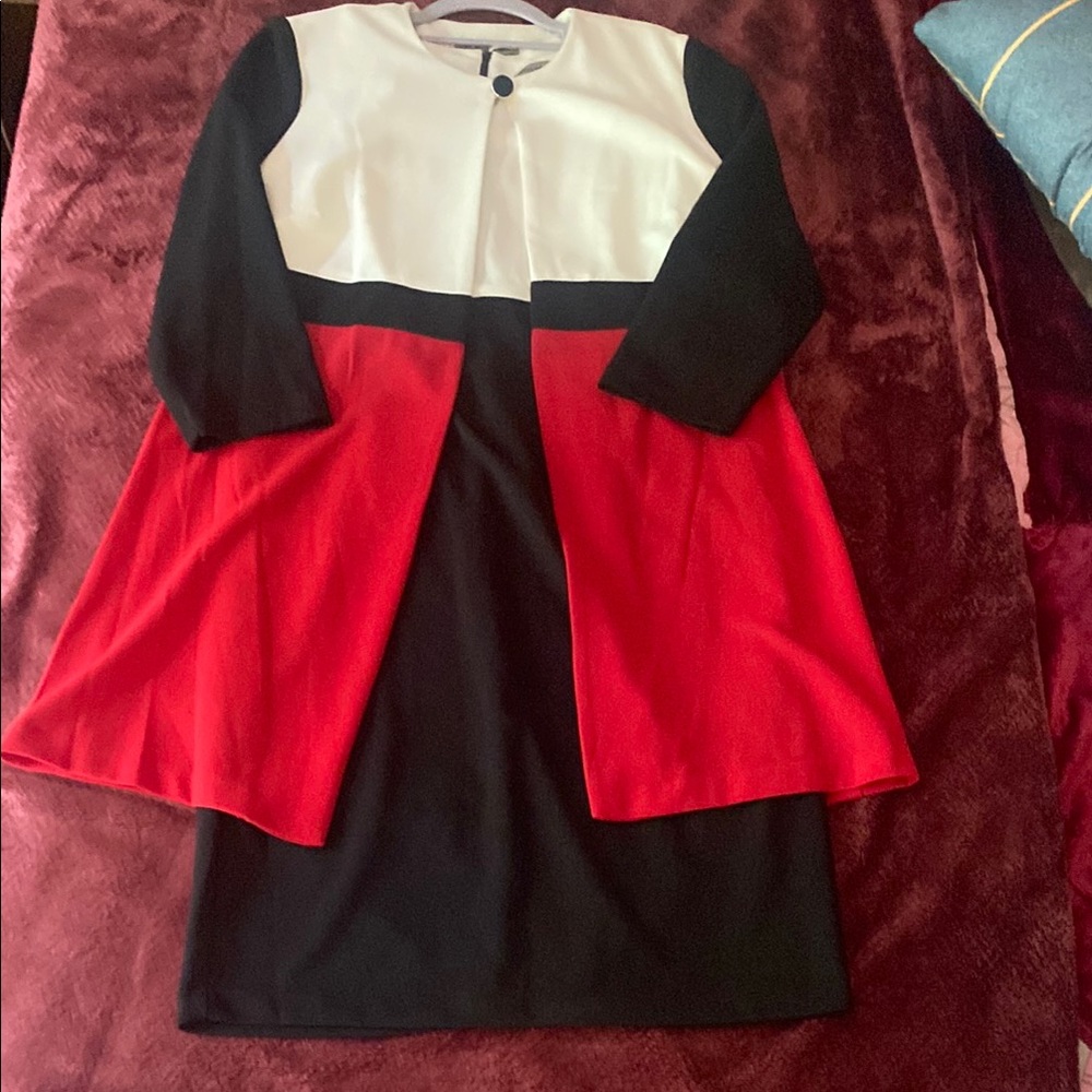Danny & Nicole Red, Black, and White Dress